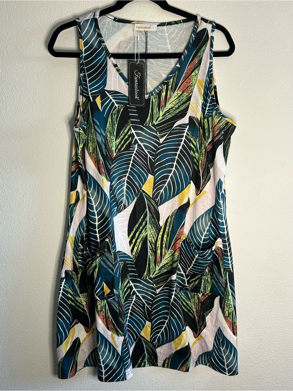Fantaslook Women's Tropical Leaf Print Tank Dress